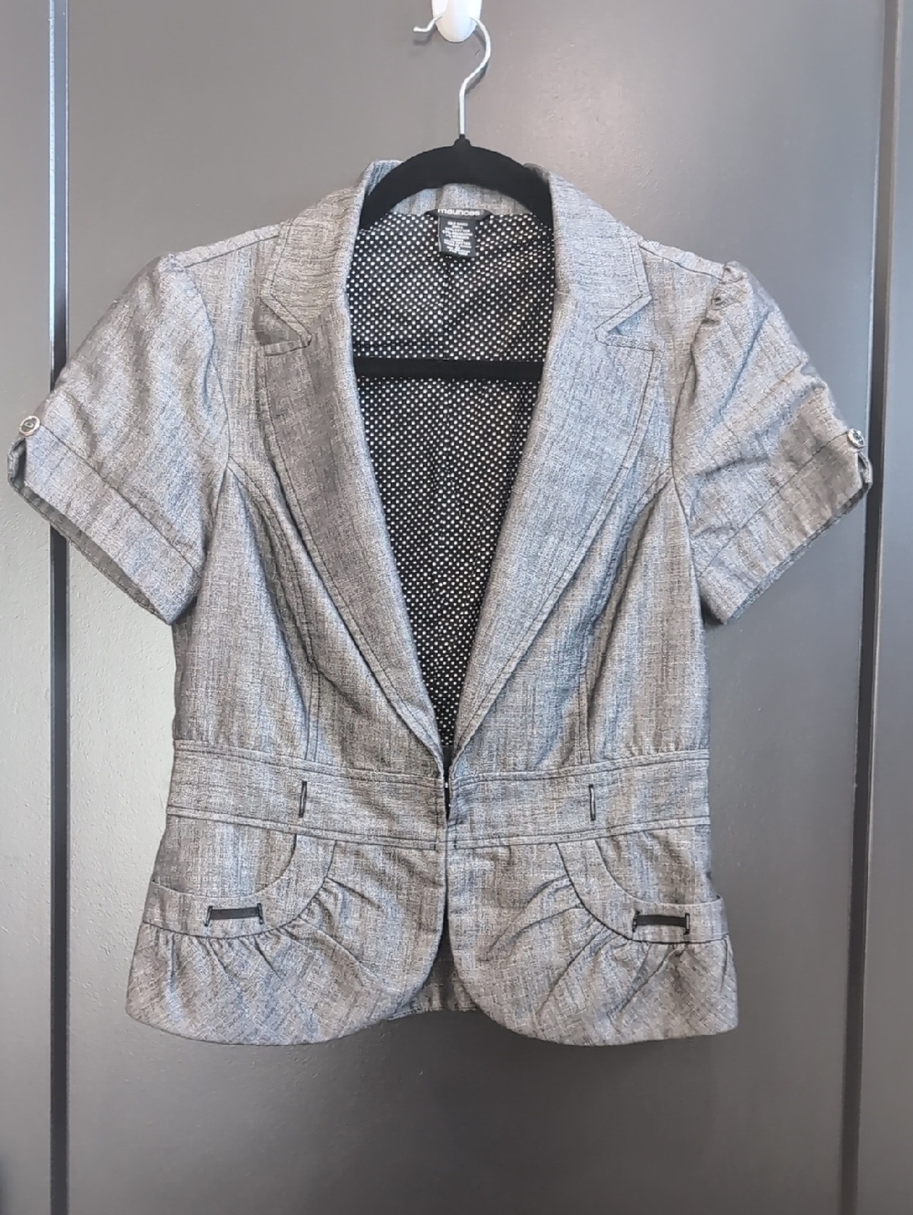 Maurices Short-Sleeve Gray Textured Blazer
